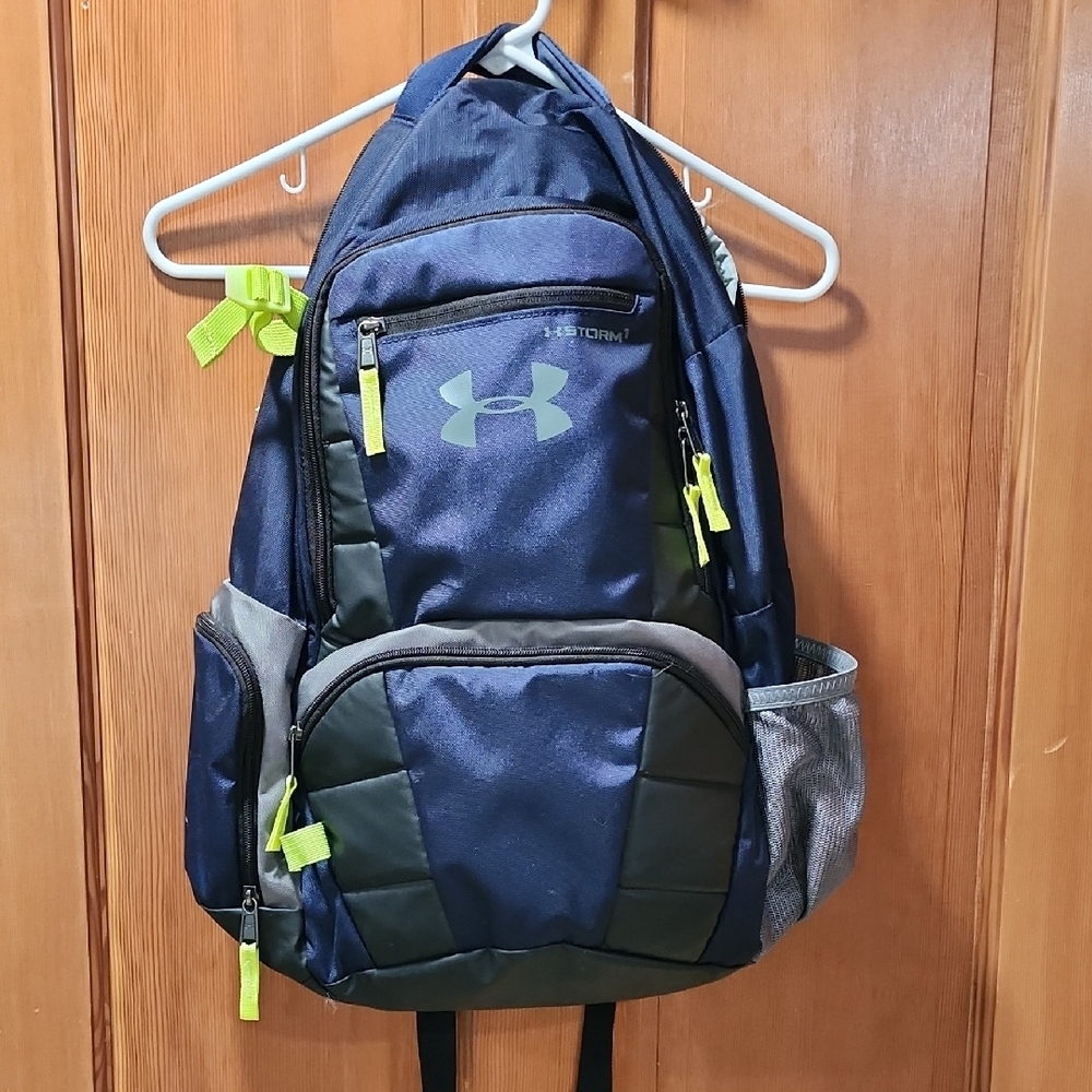 Under Armour Storm1  Navy and Neon Green/yellow Backpack
